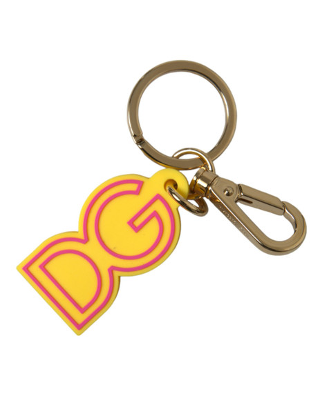 Yellow Rubber Gold Tone Metal DG Logo Keyring Keychain Yellow Rubber Gold Tone Metal DG Logo Keyring Keychain