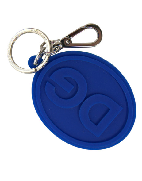 Blue Rubber DG Logo Silver Brass Metal Keyring Keychain SMY101362 Blue Rubber DG Logo Silver Brass Metal Keyring Keychain SMY101362