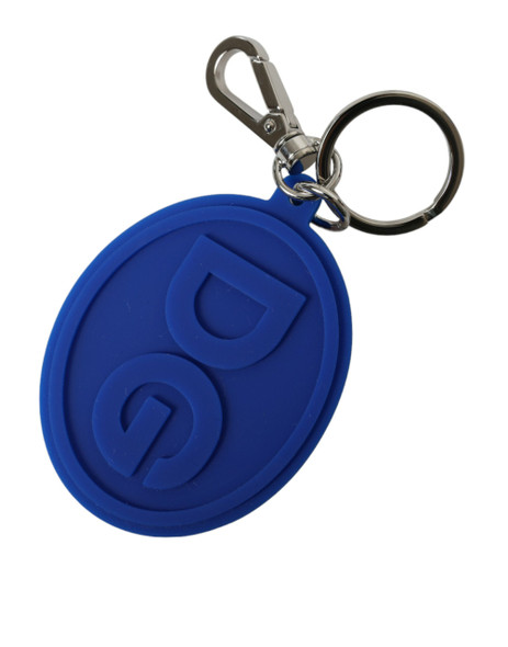Blue Rubber DG Logo Silver Brass Metal Keyring Keychain SMY101362 Blue Rubber DG Logo Silver Brass Metal Keyring Keychain SMY101362
