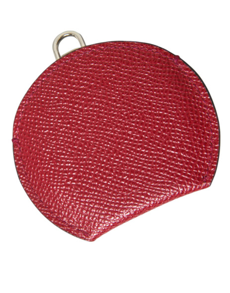 Red Calfskin Leather Round Logo Hand Mirror Holder Red Calfskin Leather Round Logo Hand Mirror Holder