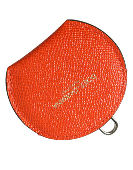 Orange Calfskin Leather Round Logo Hand Mirror Holder SMY101348 Orange Calfskin Leather Round Logo Hand Mirror Holder SMY101348