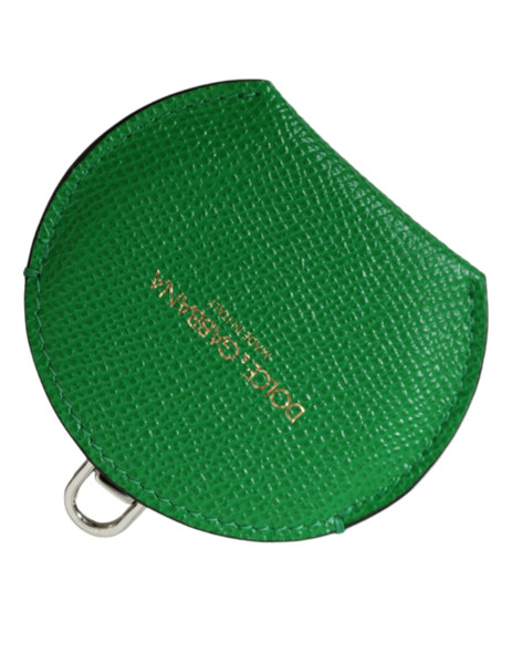 Green Calfskin Leather Round Logo Hand Mirror Holder SMY101353 Green Calfskin Leather Round Logo Hand Mirror Holder SMY101353