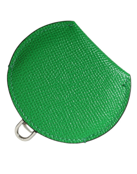 Green Calfskin Leather Round Logo Hand Mirror Holder SMY101353 Green Calfskin Leather Round Logo Hand Mirror Holder SMY101353
