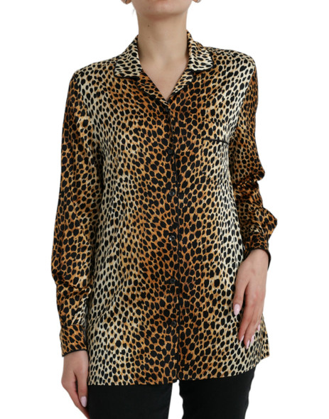 Brown Leopard Print Long Sleeves Blouse Top TSH84784 Brown Leopard Print Long Sleeves Blouse Top TSH84784