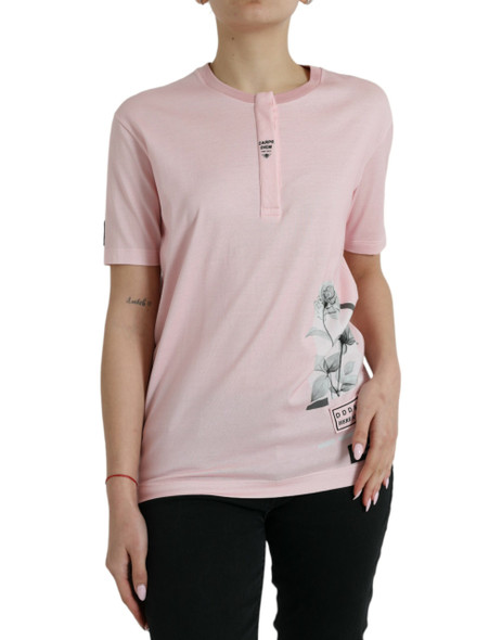 Dolce & Gabbana Pink Floral Print Cotton Short Sleeves T-shirt Dolce & Gabbana Pink Floral Print Cotton Short Sleeves T-shirt