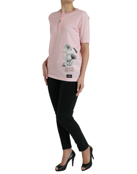 Dolce & Gabbana Pink Floral Print Cotton Short Sleeves T-shirt Dolce & Gabbana Pink Floral Print Cotton Short Sleeves T-shirt