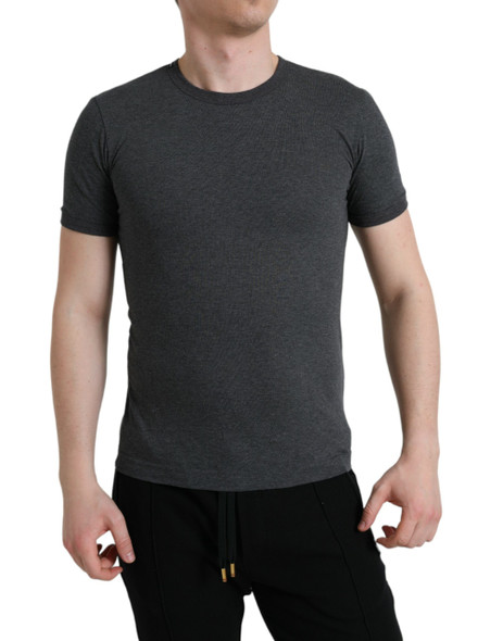Dolce & Gabbana Dark Gray Cotton Crew Neck T-shirt Dolce & Gabbana Dark Gray Cotton Crew Neck T-shirt