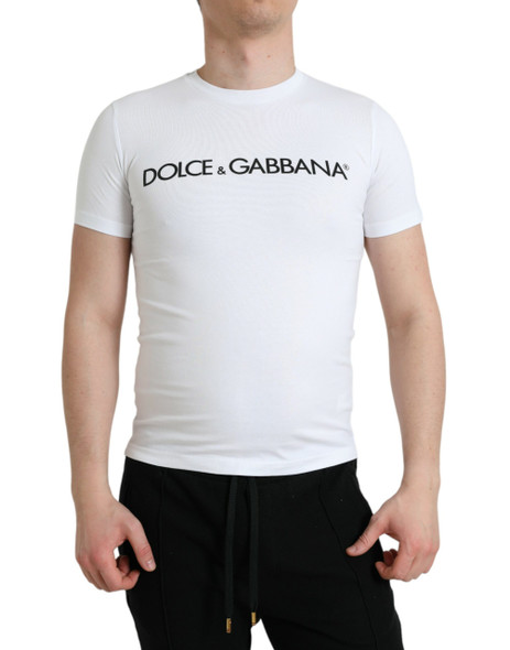 White Logo Print Cotton Crew Neck T-shirt White Logo Print Cotton Crew Neck T-shirt