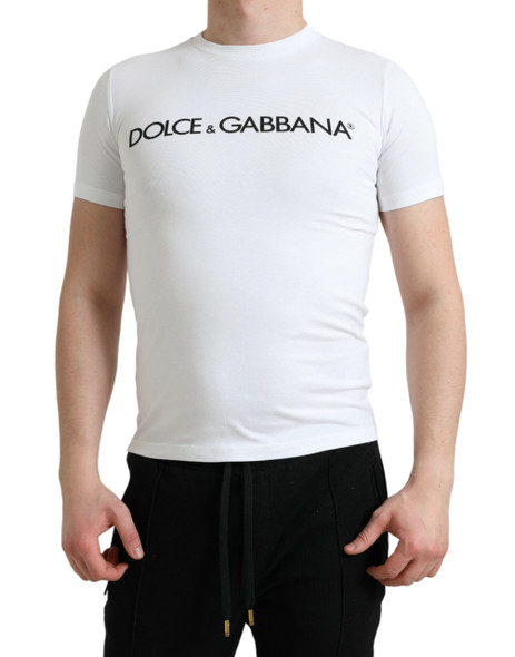 White Logo Print Cotton Crew Neck T-shirt White Logo Print Cotton Crew Neck T-shirt