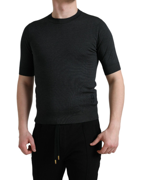 Dark Gray Crew Neck Short Sleeves T-shirt Dark Gray Crew Neck Short Sleeves T-shirt