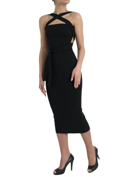 Black Sheath Halter Sleeveless Midi Dress Black Sheath Halter Sleeveless Midi Dress