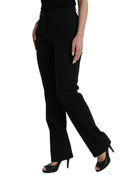 Black Wool Mid Waist Tapered Pants Black Wool Mid Waist Tapered Pants