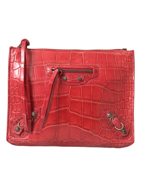 Red Exotic Skin Leather Classic Pouch Purse Wristlet Bag Red Exotic Skin Leather Classic Pouch Purse Wristlet Bag