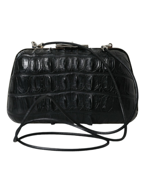 Black Exotic Skin Leather Shoulder Crossbody Box Clutch Bag Black Exotic Skin Leather Shoulder Crossbody Box Clutch Bag