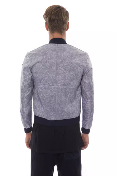 Nicolo Tonetto Gray Polyester Men Bomber Jacket Nicolo Tonetto Gray Polyester Men Bomber Jacket