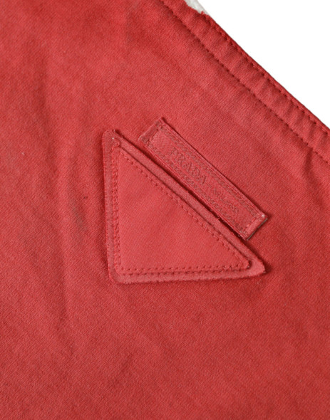 Red Jersey Fabric Logo Shoulder Shopping Tote Bag Red Jersey Fabric Logo Shoulder Shopping Tote Bag
