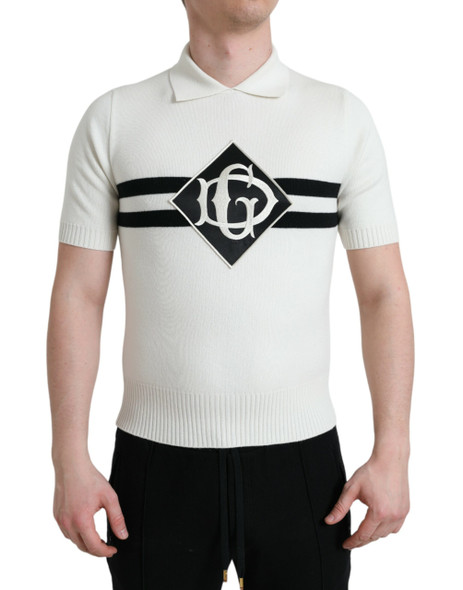 Dolce & Gabbana White DG Logo Collared Henley Shirt T-shirt Dolce & Gabbana White DG Logo Collared Henley Shirt T-shirt
