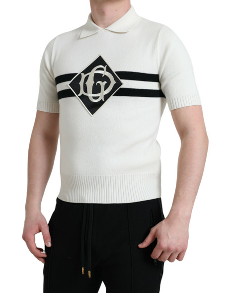 Dolce & Gabbana White DG Logo Collared Henley Shirt T-shirt Dolce & Gabbana White DG Logo Collared Henley Shirt T-shirt