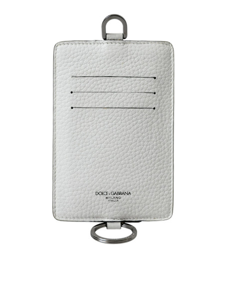 Dolce & Gabbana White Calf Leather Lanyard Logo Card Holder Wallet Dolce & Gabbana White Calf Leather Lanyard Logo Card Holder Wallet