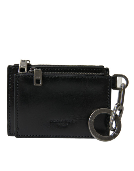 Black Leather Zip Logo Keyring Coin Purse Keyring Wallet Black Leather Zip Logo Keyring Coin Purse Keyring Wallet