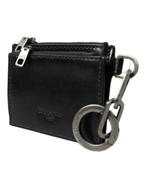 Black Leather Zip Logo Keyring Coin Purse Keyring Wallet Black Leather Zip Logo Keyring Coin Purse Keyring Wallet