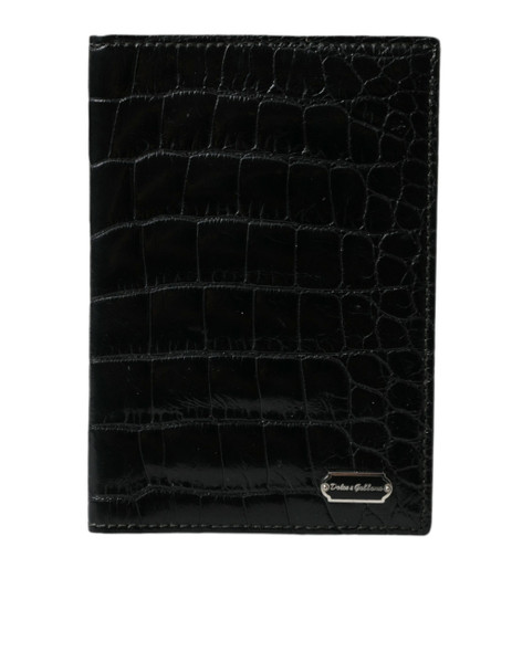Black Exotic Skin Leather Long Bifold Passport Holder Black Exotic Skin Leather Long Bifold Passport Holder