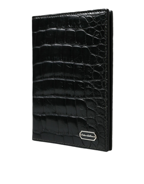 Black Exotic Skin Leather Long Bifold Passport Holder Black Exotic Skin Leather Long Bifold Passport Holder