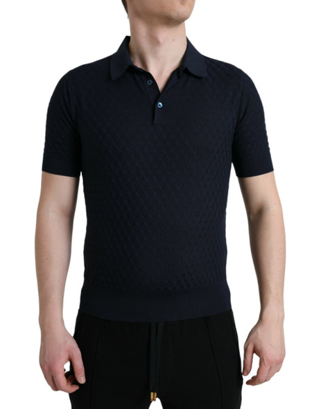 Dark Blue Collared Short Sleeve Polo T-shirt Dark Blue Collared Short Sleeve Polo T-shirt