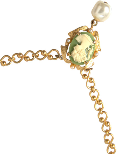 Dolce & Gabbana Gold Brass Chain Pearl Pendant Charm Necklace Dolce & Gabbana Gold Brass Chain Pearl Pendant Charm Necklace