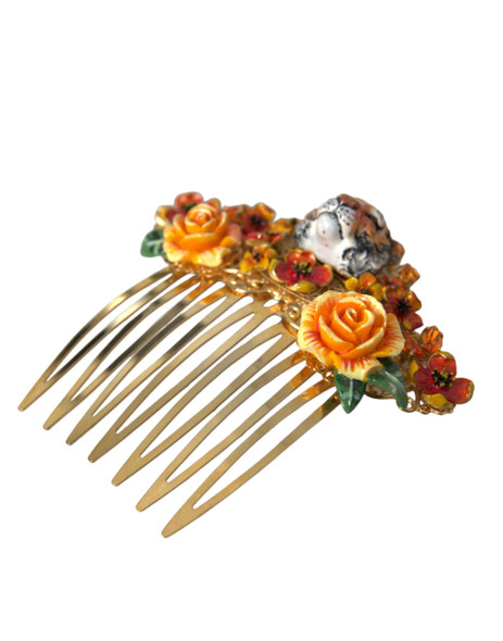 Gold Brass Crystal Leopard Floral Hair Comb Gold Brass Crystal Leopard Floral Hair Comb
