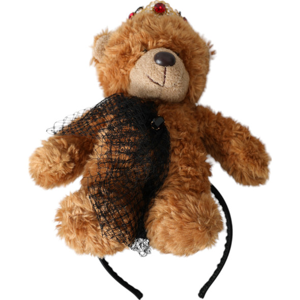 Brown Teddy Bear Gold Crystal Crown Hair Band Diadem Brown Teddy Bear Gold Crystal Crown Hair Band Diadem