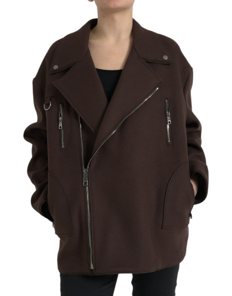 Brown Coat Short Biker Wool Jacket Brown Coat Short Biker Wool Jacket