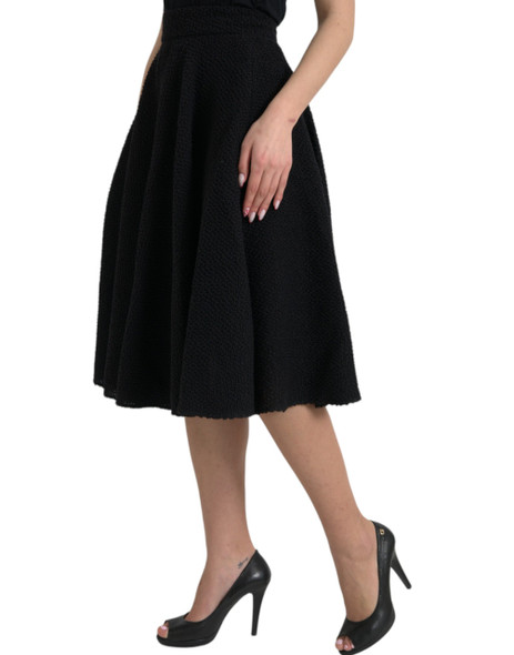 Black High Waist A-line Knee Length Skirt Black High Waist A-line Knee Length Skirt