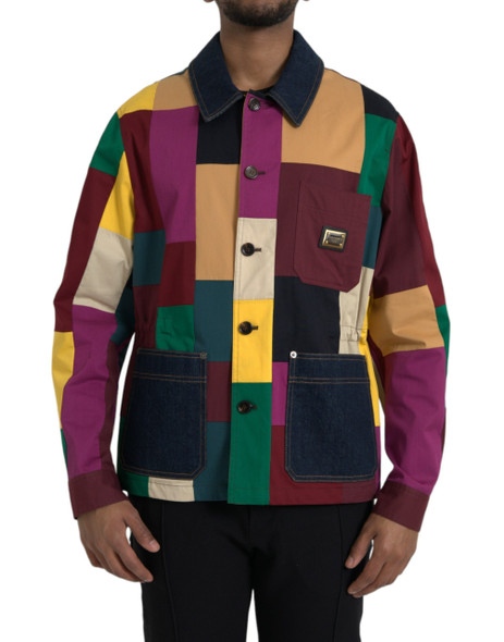 Dolce & Gabbana Multicolor Patchwork Cotton Collared Jacket Dolce & Gabbana Multicolor Patchwork Cotton Collared Jacket