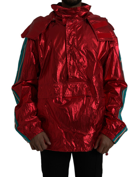 Dolce & Gabbana Red Nylon Hooded Pullover Sweatshirt Jacket Dolce & Gabbana Red Nylon Hooded Pullover Sweatshirt Jacket