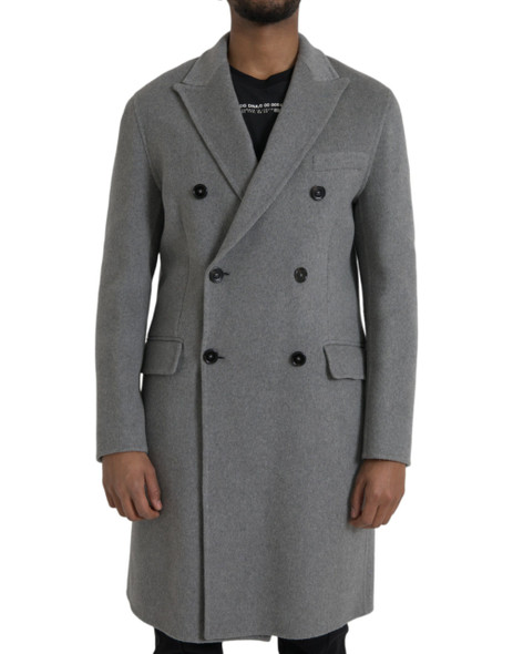 Dolce & Gabbana Gray Double Trench Coat Cashmere Jacket Dolce & Gabbana Gray Double Trench Coat Cashmere Jacket
