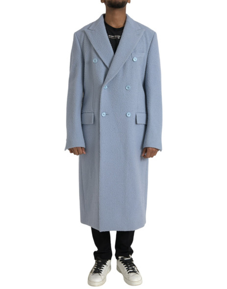 Dolce & Gabbana Blue Double Breasted Long Trench Coat Jacket Dolce & Gabbana Blue Double Breasted Long Trench Coat Jacket