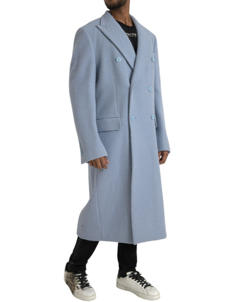 Dolce & Gabbana Blue Double Breasted Long Trench Coat Jacket Dolce & Gabbana Blue Double Breasted Long Trench Coat Jacket
