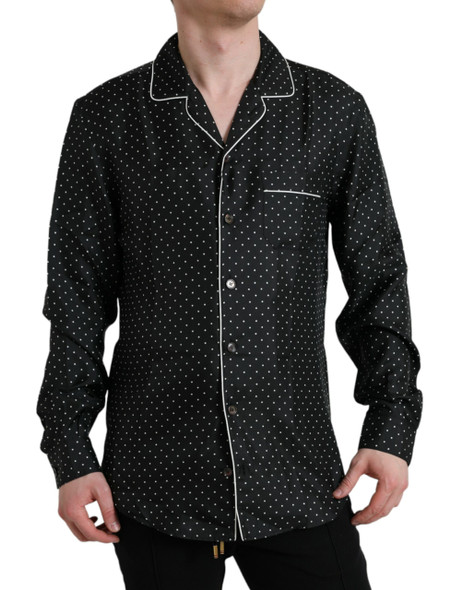 Black Polka Dot Silk Long Sleeve Shirt Black Polka Dot Silk Long Sleeve Shirt
