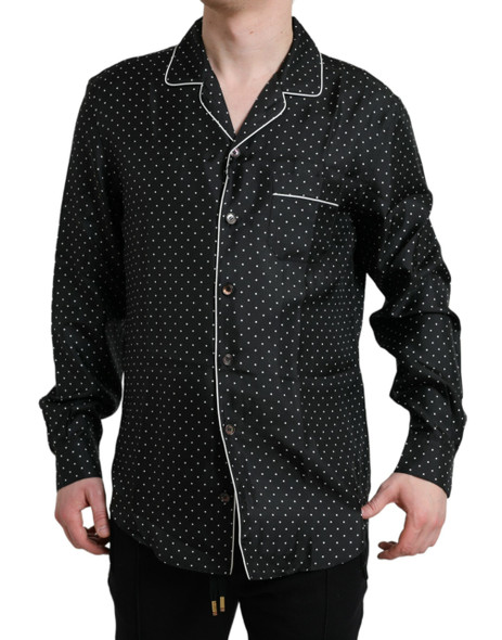 Black Polka Dot Silk Long Sleeve Shirt Black Polka Dot Silk Long Sleeve Shirt