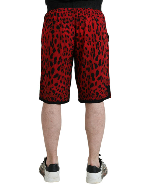Red Leopard Print Viscose Bermuda Shorts Red Leopard Print Viscose Bermuda Shorts