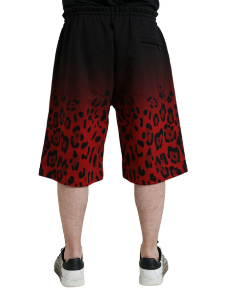 Red Leopard Print Cotton Bermuda Shorts Red Leopard Print Cotton Bermuda Shorts