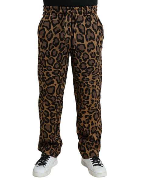 Dolce & Gabbana Brown Leopard Print Polyester Jogger Pants Dolce & Gabbana Brown Leopard Print Polyester Jogger Pants
