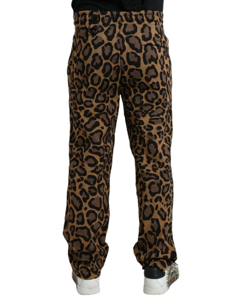 Dolce & Gabbana Brown Leopard Print Polyester Jogger Pants Dolce & Gabbana Brown Leopard Print Polyester Jogger Pants