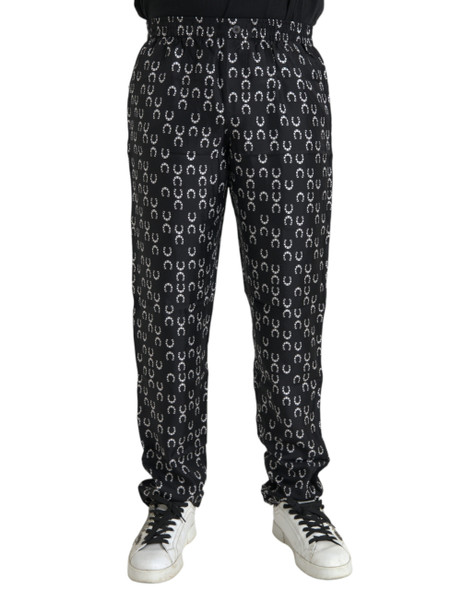 Black Horseshoe Print Silk Pants Black Horseshoe Print Silk Pants
