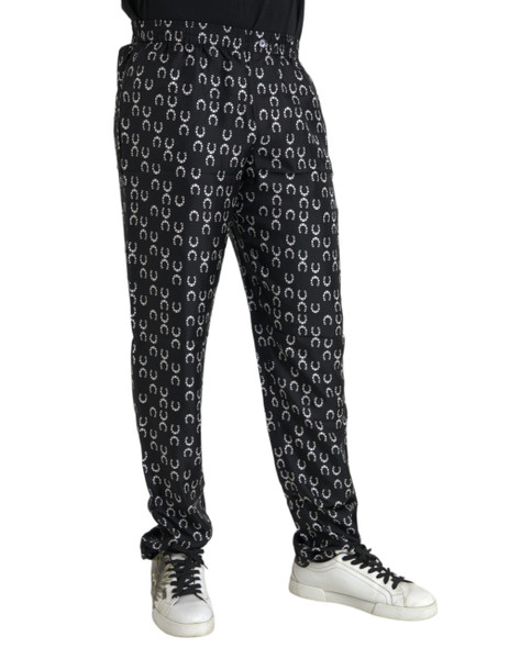 Black Horseshoe Print Silk Pants Black Horseshoe Print Silk Pants