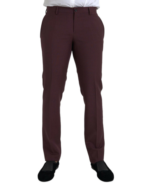Maroon Wool Men Slim Fit Dress Pants Maroon Wool Men Slim Fit Dress Pants