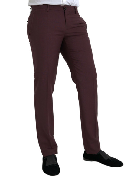 Maroon Wool Men Slim Fit Dress Pants Maroon Wool Men Slim Fit Dress Pants