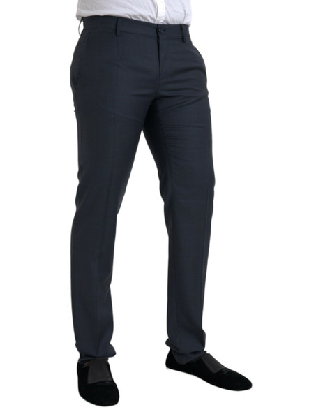 Dolce & Gabbana Blue Wool Men Skinny Dress Pants Dolce & Gabbana Blue Wool Men Skinny Dress Pants