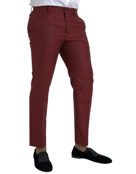 Maroon Wool Men Skinny Dress Pants Maroon Wool Men Skinny Dress Pants